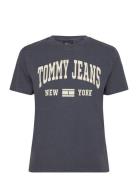 Tjw Reg Washed Varsity Tee Ext Tops T-shirts & Tops Short-sleeved Navy...