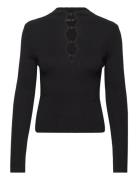 Ribbed Sweater With Buttons Tops Knitwear Jumpers Black Mango