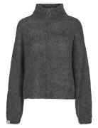 Florie Zip Jacket Tops Knitwear Cardigans Grey Once Untold