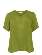 Kcami Ss Blouse Tops Blouses Short-sleeved Khaki Green Kaffe Curve