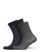 Fine Cotton Rib Socks 3-Pack Lingerie Socks Regular Socks Grey Mp Denm...