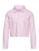 Kogholly Michelle Stripe Short Shirt Wvn Tops Shirts Long-sleeved Shir...