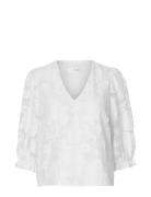Slfcathi-Sadie 3/4 Top Ff Tops Blouses Short-sleeved White Selected Fe...