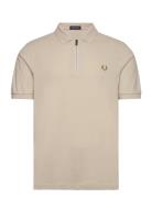 Sport1 Zip Neck Polo Tops Polos Short-sleeved Beige Fred Perry