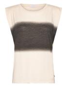 T-Shirt With Blurred Stripe Tops T-shirts & Tops Sleeveless Cream Cost...