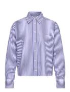 Rel Cropped Striped Shirt Tops Shirts Long-sleeved Blue GANT
