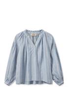 Mmsafi Striped Linen Shirt Tops Blouses Long-sleeved Blue MOS MOSH