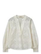 Mmyen Lace Blouse Tops Blouses Long-sleeved White MOS MOSH