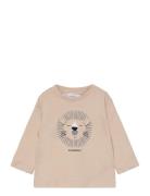 T-Shirt With Print Drawing Tops T-shirts Long-sleeved T-shirts Beige M...