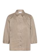 Lr-Isla Solid Tops Shirts Long-sleeved Beige Levete Room