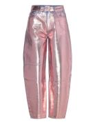 Foil Bottoms Jeans Wide Pink Ganni