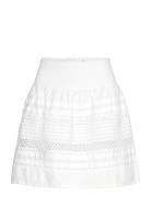 Lace-Trim Cotton Broadcloth Miniskirt Lyhyt Hame White Lauren Ralph La...