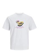 Jortampa Aop Branding Tee Ss Crew Jnr Tops T-shirts Short-sleeved Whit...