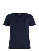 Slim Cody Rib C-Nk Ss Tops T-shirts & Tops Short-sleeved Blue Tommy Hi...