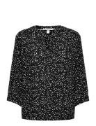 Print Blouse With Lenzing™ Ecovero™ Tops Blouses Long-sleeved Black Es...