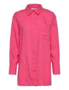 Aliette Linen Shirt Tops Shirts Long-sleeved Pink Gina Tricot