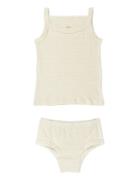 Strap Top And Underpants Striped Alusvaatesetti Beige Copenhagen Color...