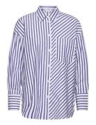 Striped Cotton Over D Shirt Tops Shirts Long-sleeved Blue Mango