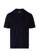 Raphael Organic Cotton Terry Polo Shirt Tops Polos Short-sleeved Navy ...