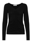 Cc Heart Sofia Gathered Front Blous Tops Blouses Long-sleeved Black Co...