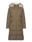 Faux Fur–Trim Hooded Down Coat Topattu Pitkä Takki Brown Lauren Ralph ...