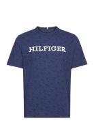 Aop Monogram Tee Tops T-shirts Short-sleeved Navy Tommy Hilfiger