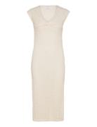 Visolira V-Neck Cap Sleeve Dress Polvipituinen Mekko Cream Vila
