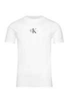 Monologo Graphic Slim Tee Tops T-shirts Short-sleeved White Calvin Kle...