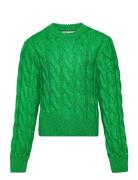 Kogcarla Ls Short Cable O-Neck Knt Tops Knitwear Pullovers Green Kids ...