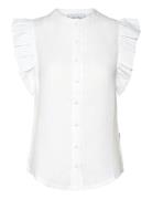 Pauline Linen Shirt Tops Blouses Sleeveless White Ella&il