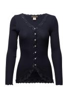 Rwbabette Ls V-Neck Regular Lace Ca Tops Knitwear Cardigans Blue Rosem...