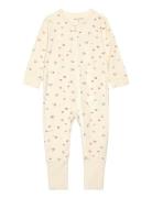 Nightsuit Ls - Bamboo Pyjama Sie Jumpsuit Haalari Cream Minymo