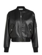 Faux Leather Bomber Jacket Nahkatakki Black Calvin Klein Jeans