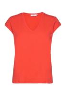 Cc Heart V-Neck T-Shirt Tops T-shirts & Tops Short-sleeved Red Coster ...