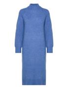 Slfrena Ls High Neck Knit Dress Camp Polvipituinen Mekko Blue Selected...