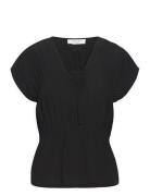 Blouse Tops Blouses Short-sleeved Black Rosemunde