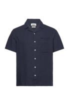 Sdallan Cuba Tops Shirts Short-sleeved Blue Solid