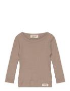 Plain Tee Ls Tops T-shirts Long-sleeved T-shirts Brown MarMar Copenhag...