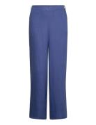 Linen Trousers With Buttons Bottoms Trousers Blue Mango