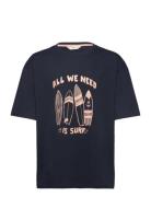 Surf Printed T-Shirt Tops T-shirts Short-sleeved Navy Mango