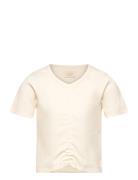 T-Shirt Ss Rib Tops T-shirts Short-sleeved White Creamie