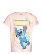 Short-Sleeved T-Shirt Tops T-shirts Short-sleeved Pink Lilo & Stitch