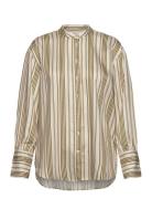 Relaxed Striped Stand Collar Shirt Tops Shirts Long-sleeved Green GANT