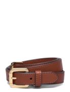 Leather Double-Buckle Skinny Belt Vyö Brown Lauren Ralph Lauren