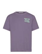 Over Printed T-Shirt Tops T-shirts Short-sleeved Purple Tom Tailor