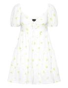 Puff Sleeve Mini Dress Lyhyt Mekko White Gina Tricot