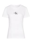 Monologo Slim Tee Tops T-shirts & Tops Short-sleeved White Calvin Klei...