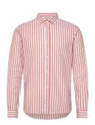 Jamie Cotton Linen Striped Shirt Ls Tops Shirts Casual Orange Clean Cu...