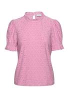 Vikawa S/S Flounce Top - Noos Tops Blouses Short-sleeved Pink Vila