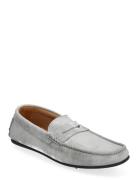 Slhsergio Suede Penny Driving Shoe Loaferit Matalat Kengät Grey Select...